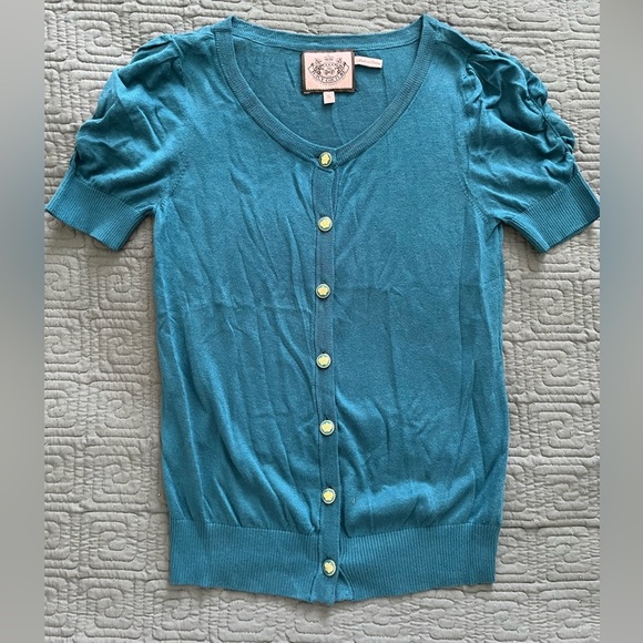 Juicy Couture Teal Short Sleeve Cardigan - Picture 1 of 5
